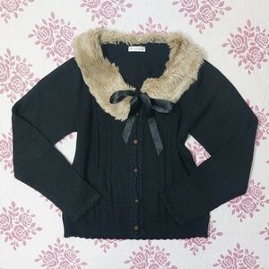 Axes Femme Black Cardigan with Fur Tippet